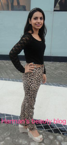 Outfit of the day- Lace top and animal print pants!